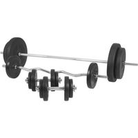 Gorilla Sports Fitnessbank Wit Met Gewichten 100 kg - Lat Pulley - Puzzelmat - Complete Set Kunststof - thumbnail