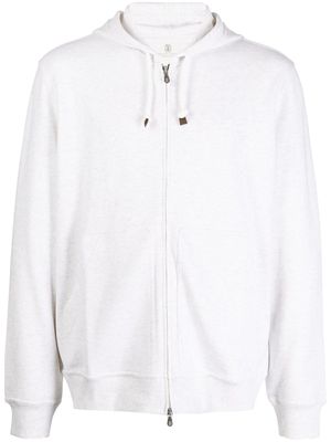 Brunello Cucinelli hoodie en coton à fermeture zippée - Blanc