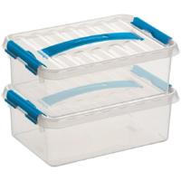 2x sunware q-line opberg box/opbergdoos - 4 liter - 30 x 20 x 10 cm - kunststof - transparant