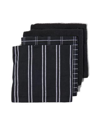 HEMA Thee- en keukendoeken zwart - 4 stuks (zwart/wit)