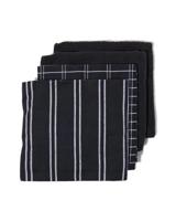 HEMA Thee- en keukendoeken zwart - 4 stuks (zwart/wit)