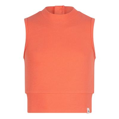 Cropped Singlet Rib Zip Bright Coral