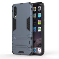 Schokbestendige PC + TPU Case voor Galaxy A50 met houder (marineblauw)