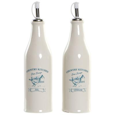 Items azijn en olie flessen - 2x stuks - met schenktuit - oil and vinegar - steen - 400 ml