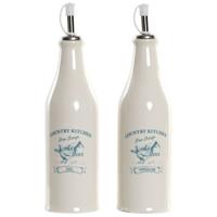 Items azijn en olie flessen - 2x stuks - met schenktuit - oil and vinegar - steen - 400 ml
