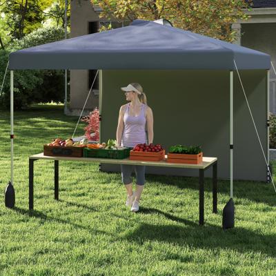 3 x 3 m Pop-up-paviljoen met Zijwand Draagbaar Tuinpaviljoen Inclusief Schaduwdoek met Rol tas Grijs