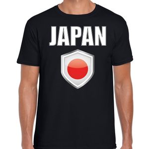 Japan landen supporter t-shirt met Japanse vlag schild zwart heren 2XL  -