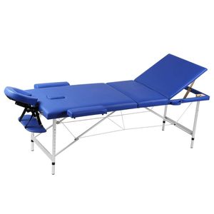 Inklapbare massagetafel 3 zones met aluminium frame (blauw)