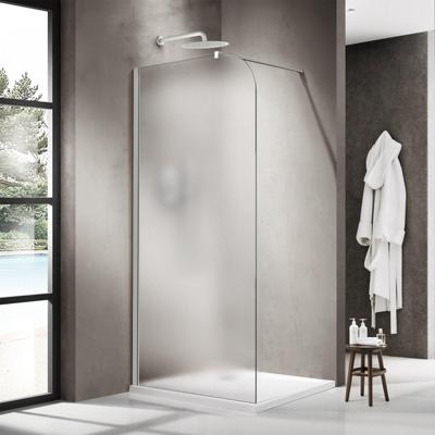 Fortifura Galeria Inloopdouche - 100x200cm - afgeronde glaswand - links - mat glas - wandarm - mat wit SW1420707 Fortifura Galeria Inloopdouche - 100x200cm - afgeronde glaswand - links - mat glas - wandarm - mat wit SW1420707