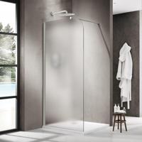 Fortifura Galeria Inloopdouche - 100x200cm - afgeronde glaswand - links - mat glas - wandarm - mat wit SW1420707