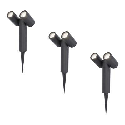 Set van 3 Pinero Dubbel LED prikspots - GU10 10 Watt 400 lumen - Dimbaar - Kantelbaar - GU10 - 6000K daglicht wit - IP65 waterdicht - Zwart
