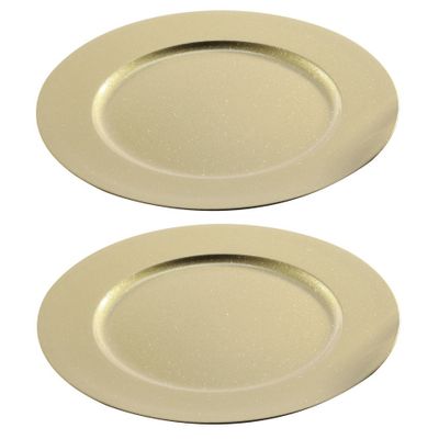 6x Gouden diner onderborden glitter 33 cm rond