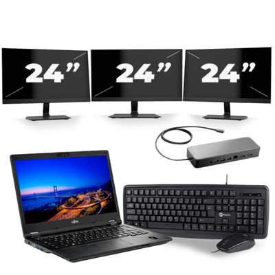 Fujitsu Lifebook E549 - Intel Core i3-8e Generatie - 14 inch - 8GB RAM - 256GB SSD - Windows 11 Home + 3x 24 inch Monitor Fujitsu Lifebook E549 - Intel Core i3-8e Generatie - 14 inch - 8GB RAM - 256GB SSD - Windows 11 Home + 3x 24 inch Monitor