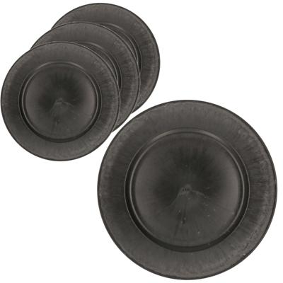 Othmar Decorations Diner/kerstdiner onderborden - 4x - mat zwart - 33 cm - rond Othmar Decorations Diner/kerstdiner onderborden - 4x - mat zwart - 33 cm - rond