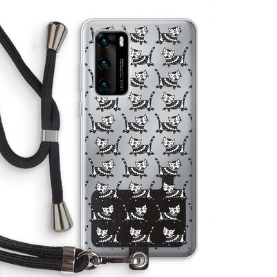Zwarte poes: Huawei P40 Transparant Hoesje met koord