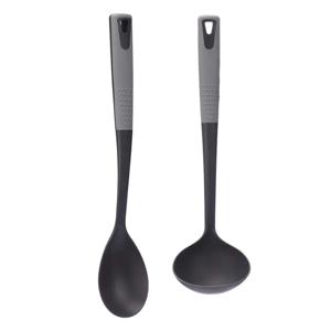 Kook/keuken gerei - set van 2x stuks - zwart/grijs - kunststof - keuken/kook accessoires