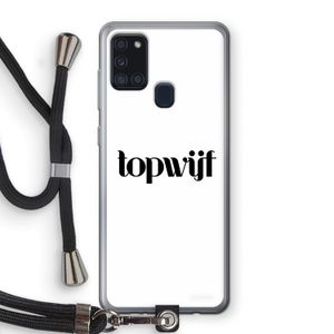 Topwijf Wit: Samsung Galaxy A21s Transparant Hoesje met koord
