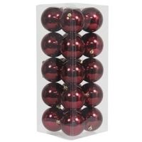 20x Bordeaux rode kerstballen 8 cm kunststof glans - thumbnail