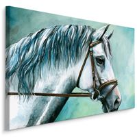 Schilderij - Prachtig schilderij van een wit paard, print op canvas, premium print