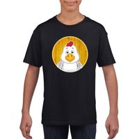 Dieren kip shirt zwart jongens en meisjes