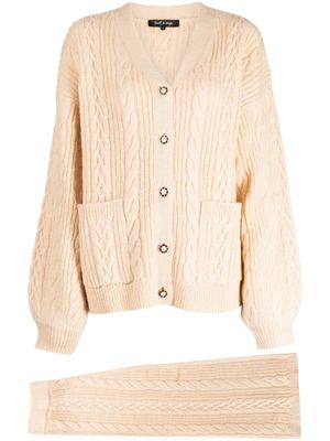 tout a coup ensemble cardigan-pantalon à perles artificielles - Tons neutres