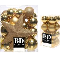 49x stuks kunststof kerstballen met ster piek goud mix 4, 5, 6 en 8 cm - Kerstbal