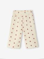 Wijde broek voor babymeisjes van katoengaas ecru