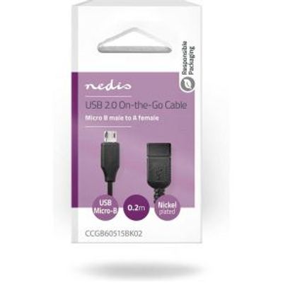 USB-Adapter | USB 2.0 | USB Micro-B Male | USB-A Female | 480 Mbps | 0.20 m | Rond | Vernikkeld | PV