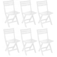 Klapstoel binnen/buiten - 6x - wit - 42 x 80 cm - kunststof - bijzetstoelen - opvouwbaar