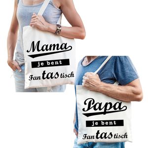 Mama en Papa je bent fanTAStisch tasje - Cadeau tassen set voor Papa en Mama