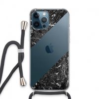 Zwart marmer: iPhone 13 Pro Max Transparant Hoesje met koord