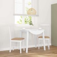 Eetkamerstoelen met kussens 2 st massief hout rubber wit - thumbnail