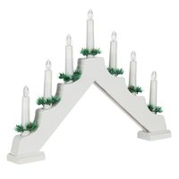 Kaarsenbrug - 42,5 x 4,5 x 32 cm - kunststof - wit - met 7 led kaarsen Kaarsenbrug - 42,5 x 4,5 x 32 cm - kunststof - wit - met 7 led kaarsen