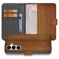 Samsung Galaxy S25 FE | Book Case | Donker Hout Met Pasjeshouder