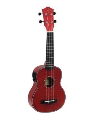 DIMAVERY UK-100 Soprano Ukulele, flamed red