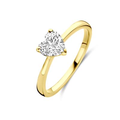 14k Geelgouden Ring met Zirkonia Hart