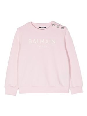 Balmain Kids sweat à logo brodé - Rose