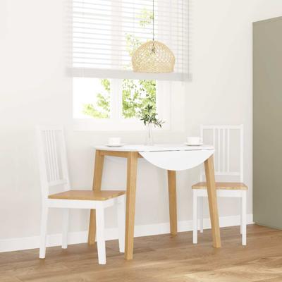 Eetkamerstoelen 2 st massief hout rubber wit