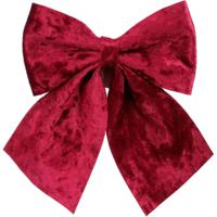 Decoratie strik ornament - donkerrood - 20 x 24 cm - polyester fluweel - kerststrik - kerstversierin