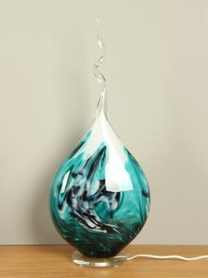 Glaskunst tafellamp, zeegroen