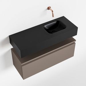 Toiletmeubel Mondiaz Andor | 80 cm | Meubelkleur Smoke | Lex vrijhangend wastafel Urban Rechts | Zonder kraangat