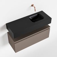 Toiletmeubel Mondiaz Andor | 80 cm | Meubelkleur Smoke | Lex vrijhangend wastafel Urban Rechts | Zonder kraangat