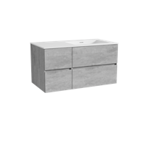 Storke Edge zwevend badmeubel 100 x 52 cm beton donkergrijs met Mata asymmetrisch rechtse wastafel in solid surface mat wit - thumbnail