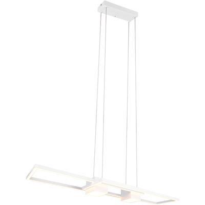 LED Hanglamp - Trion Zuru - 37W - Aanpasbare Kleur - Dimbaar - Rechthoek - Mat Wit- Aluminium