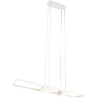 LED Hanglamp - Trion Zuru - 37W - Aanpasbare Kleur - Dimbaar - Rechthoek - Mat Wit- Aluminium