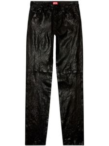 Diesel pantalon en cuir à coupe droite - Noir