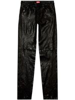 Diesel pantalon en cuir à coupe droite - Noir - thumbnail