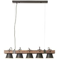 Brilliant 5-lichts hanglamp Decca zwart met bruin 85875/46