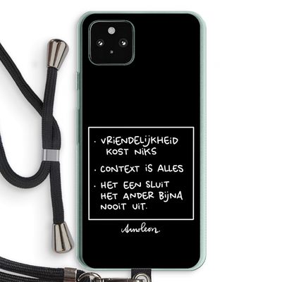 Mijn Motto's: Pixel 5a 5G Transparant Hoesje met koord