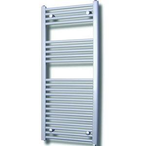 Elektrische Design Radiator Sanicare Plug & Play 111,8x45 cm Zilver Grijs 596 Watt Met Chroom Thermostaat Links